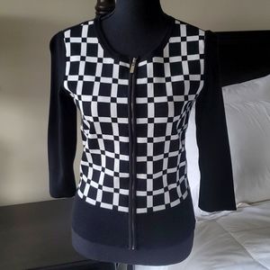 WHBM Black & White Checkered Cardigan